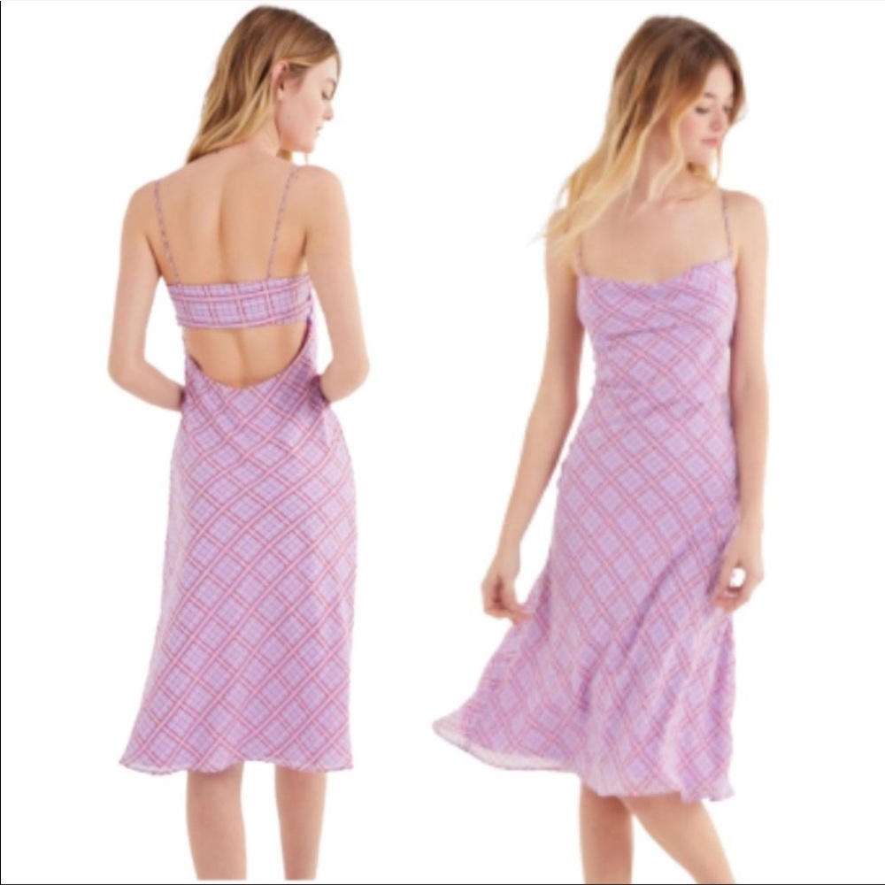 Finders Keepers Nostalgia Plaid Cowl Neck Dress